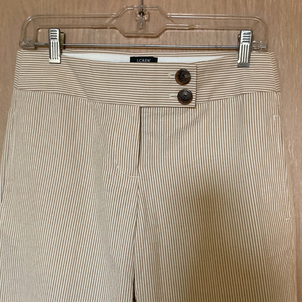 Jcrew tan/white seersucker trousers
